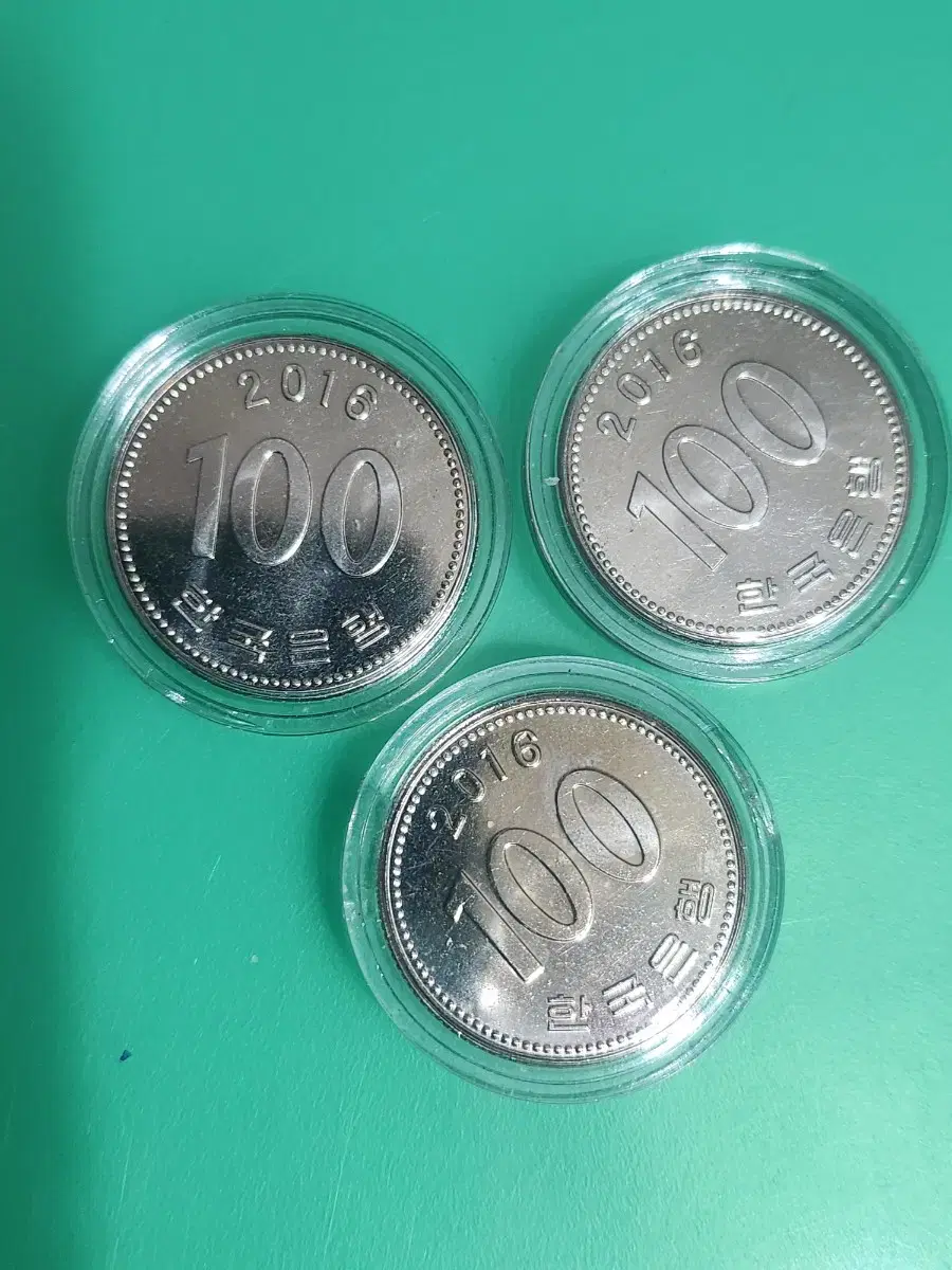 100원 2016년 3점,미사용,동전, 주화